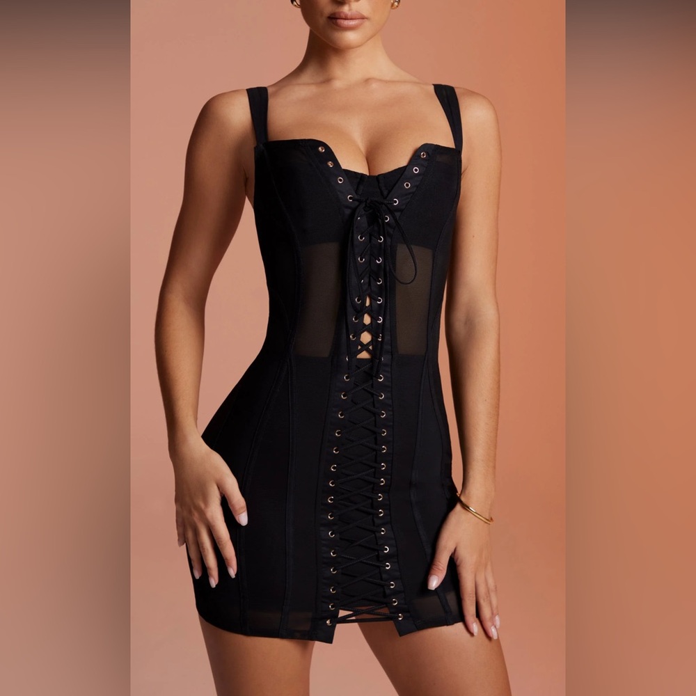 NALDA
Oh Polly Lace Up Corset Mini Dress in Black